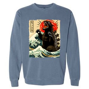 Catzilla Cat Japanese Art Funny Cat Garment-Dyed Sweatshirt