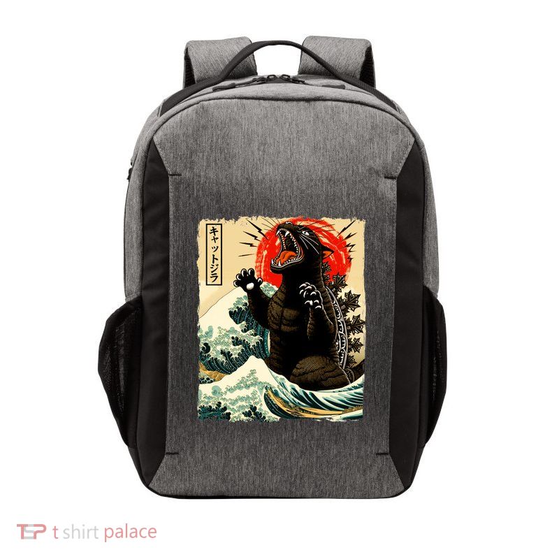 Catzilla Cat Japanese Art Funny Cat Vector Backpack