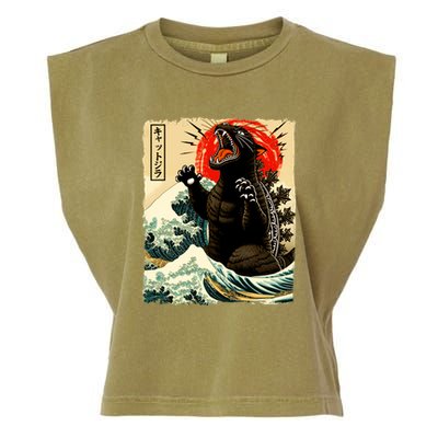 Catzilla Cat Japanese Art Funny Cat Garment-Dyed Women's Muscle Tee