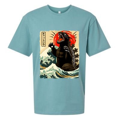 Catzilla Cat Japanese Art Funny Cat Sueded Cloud Jersey T-Shirt