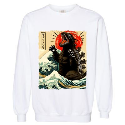Catzilla Cat Japanese Art Funny Cat Garment-Dyed Sweatshirt