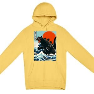 Catzilla Cat Japanese Art Cat Gift Premium Pullover Hoodie