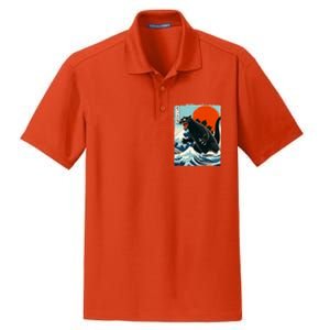 Catzilla Cat Japanese Art Cat Gift Dry Zone Grid Polo