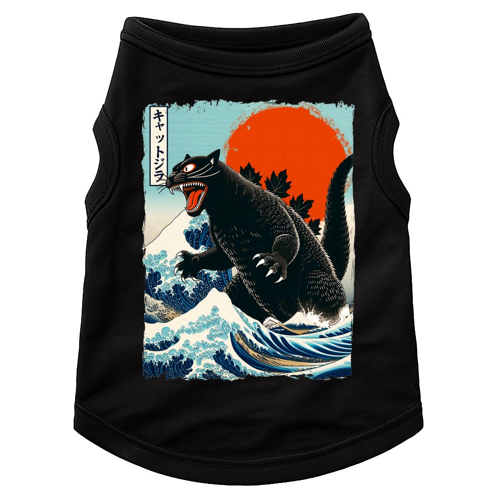 Catzilla Cat Japanese Art Cat Gift Doggie Tank