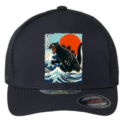 Catzilla Cat Japanese Art Cat Gift Flexfit Unipanel Trucker Cap