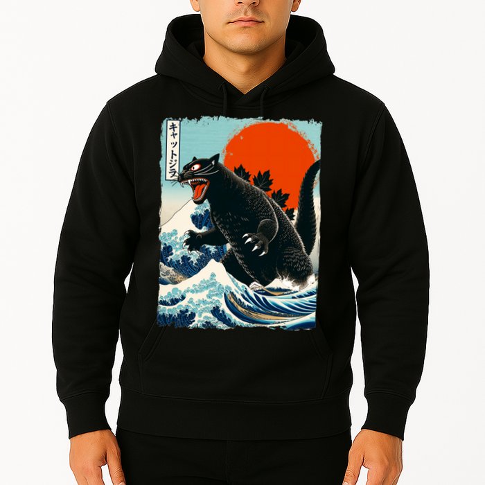 Catzilla Cat Japanese Art Cat Gift Hoodie