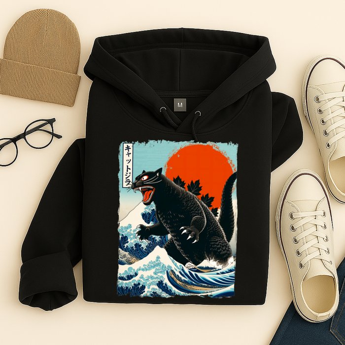 Catzilla Cat Japanese Art Cat Gift Hoodie