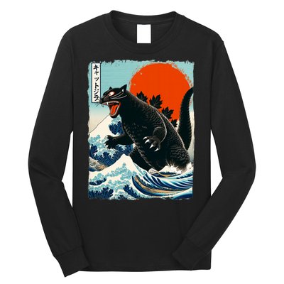 Catzilla Cat Japanese Art Cat Gift Long Sleeve Shirt