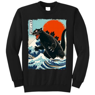 Catzilla Cat Japanese Art Cat Gift Sweatshirt