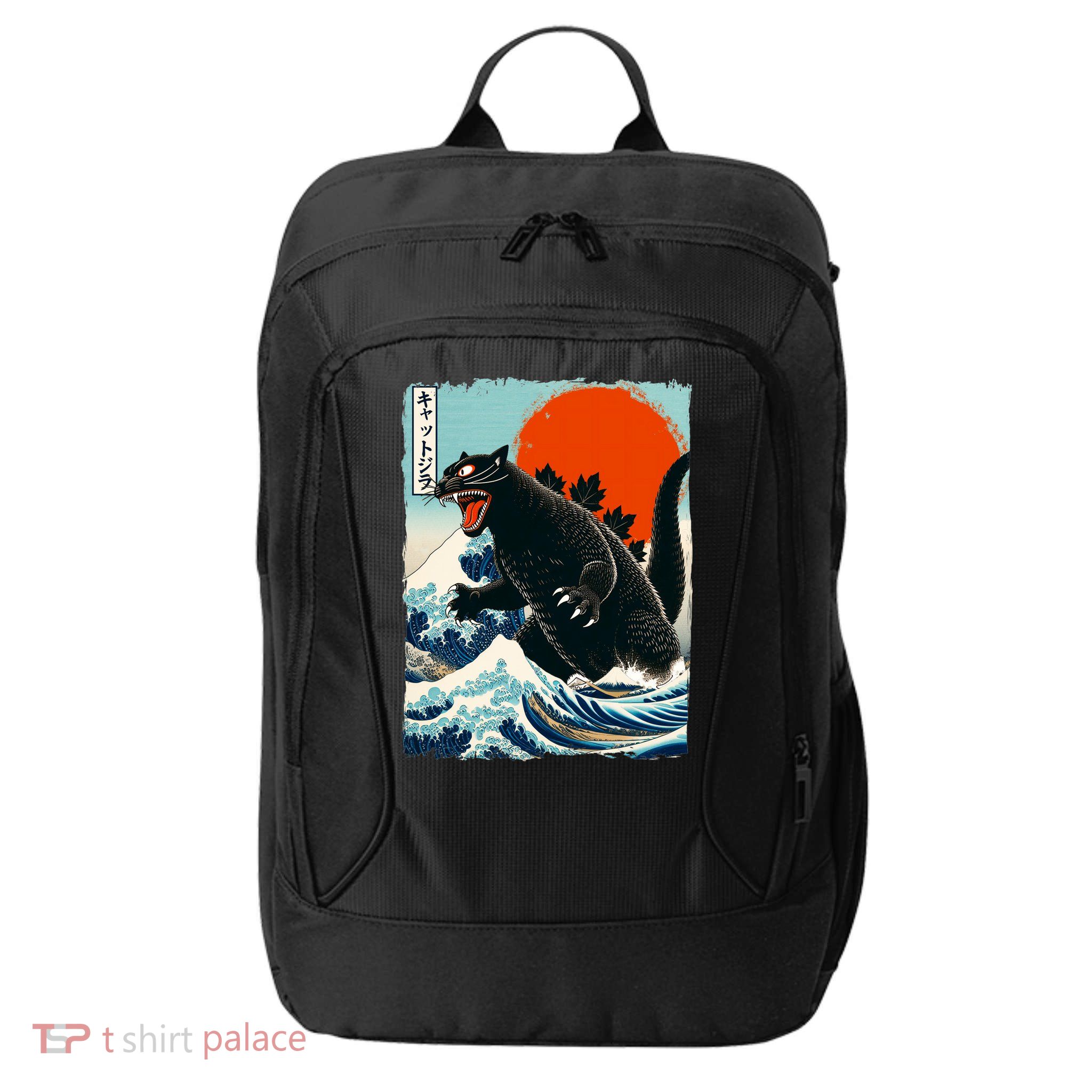 Catzilla Cat Japanese Art Cat Gift City Backpack