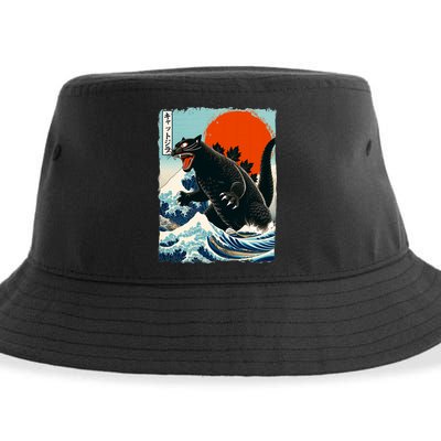 Catzilla Cat Japanese Art Cat Gift Sustainable Bucket Hat
