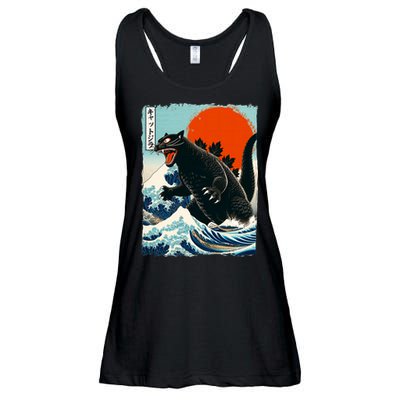 Catzilla Cat Japanese Art Cat Gift Ladies Essential Flowy Tank