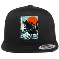 Catzilla Cat Japanese Art Cat Gift Flatbill Hat