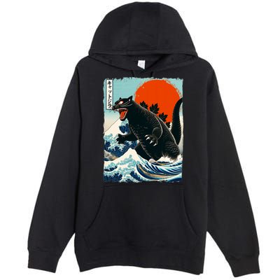 Catzilla Cat Japanese Art Cat Gift Premium Pullover Hoodie