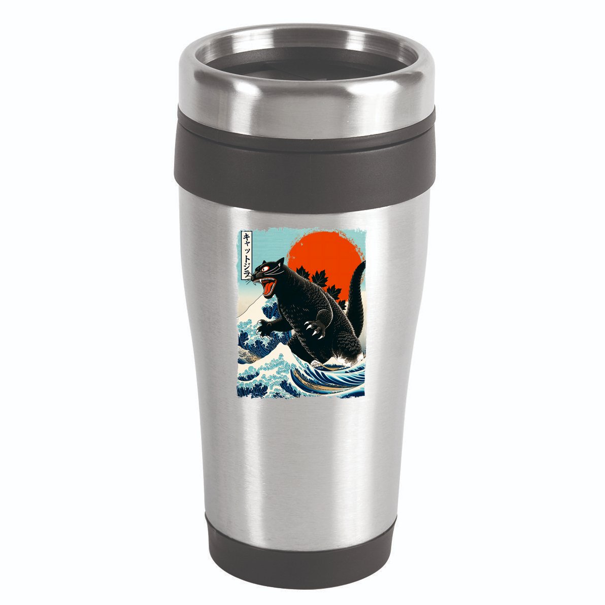 Catzilla Cat Japanese Art Cat Gift 16oz Travel Tumbler