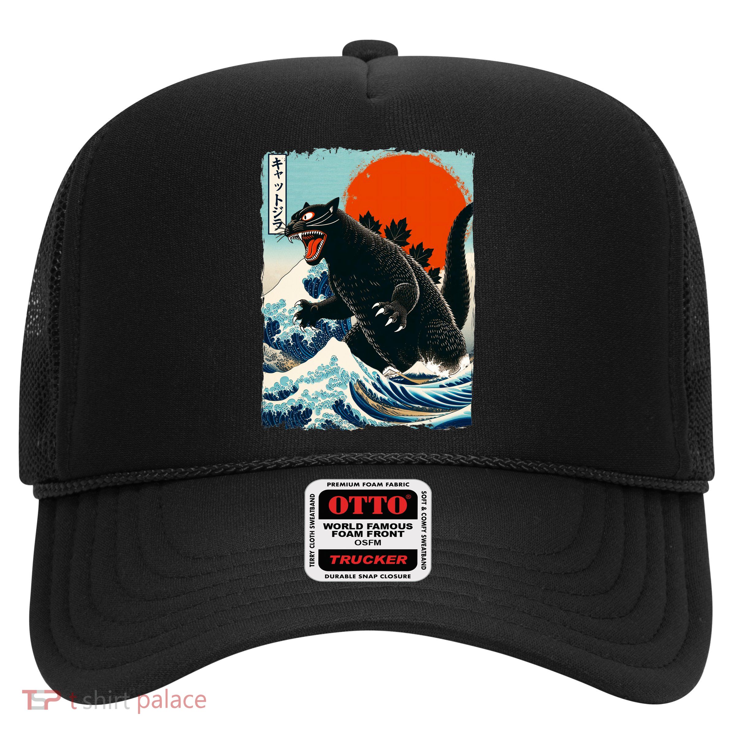 Catzilla Cat Japanese Art Cat Gift Trucker Hat