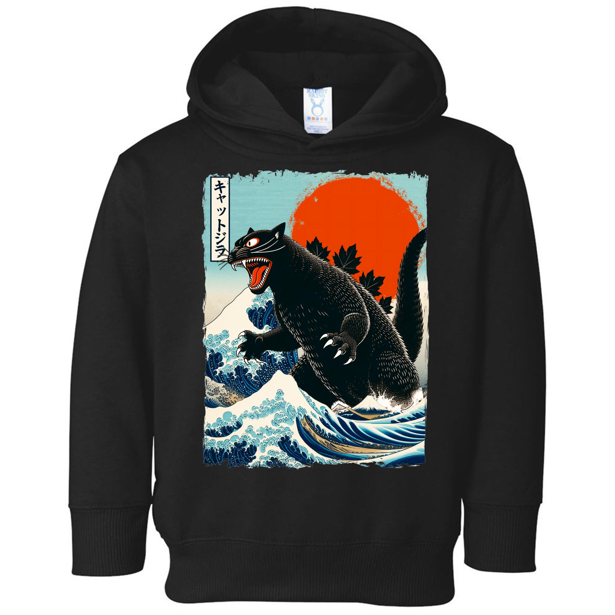 Catzilla Cat Japanese Art Cat Gift Toddler Hoodie