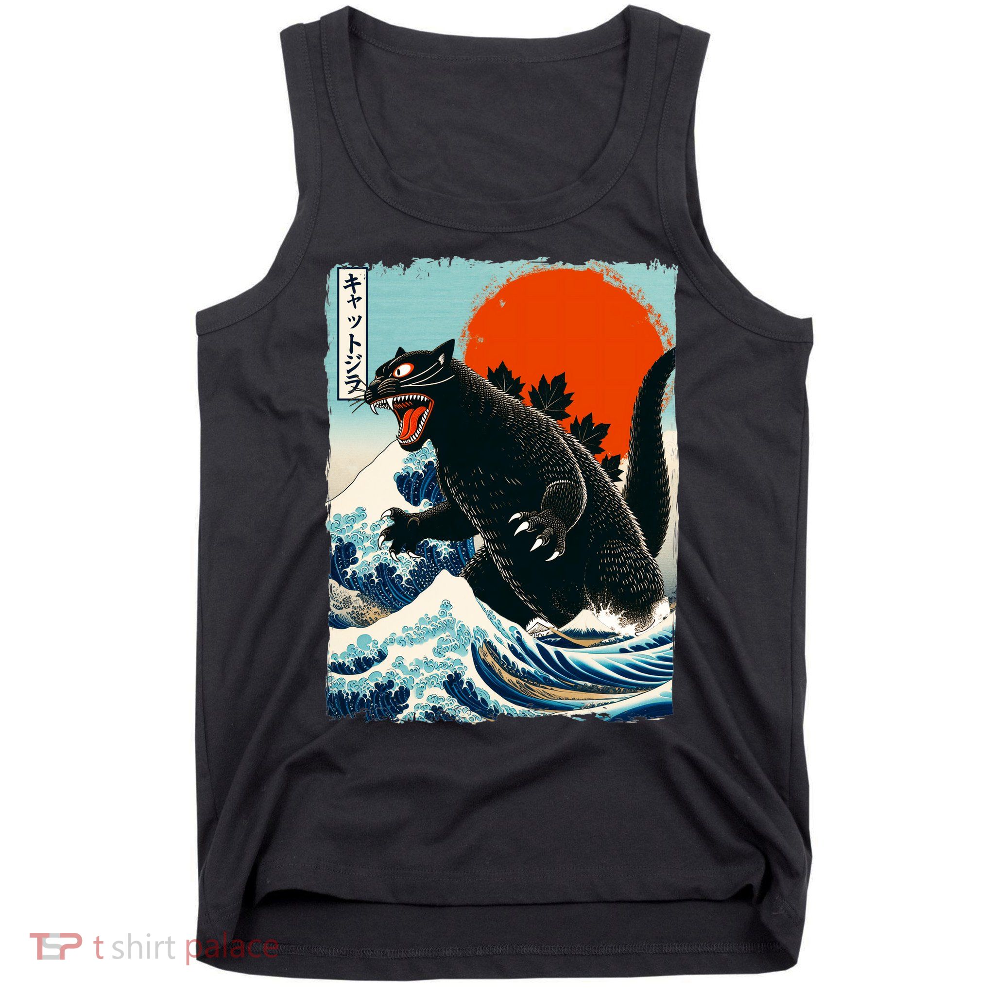 Catzilla Cat Japanese Art Cat Gift Tank Top