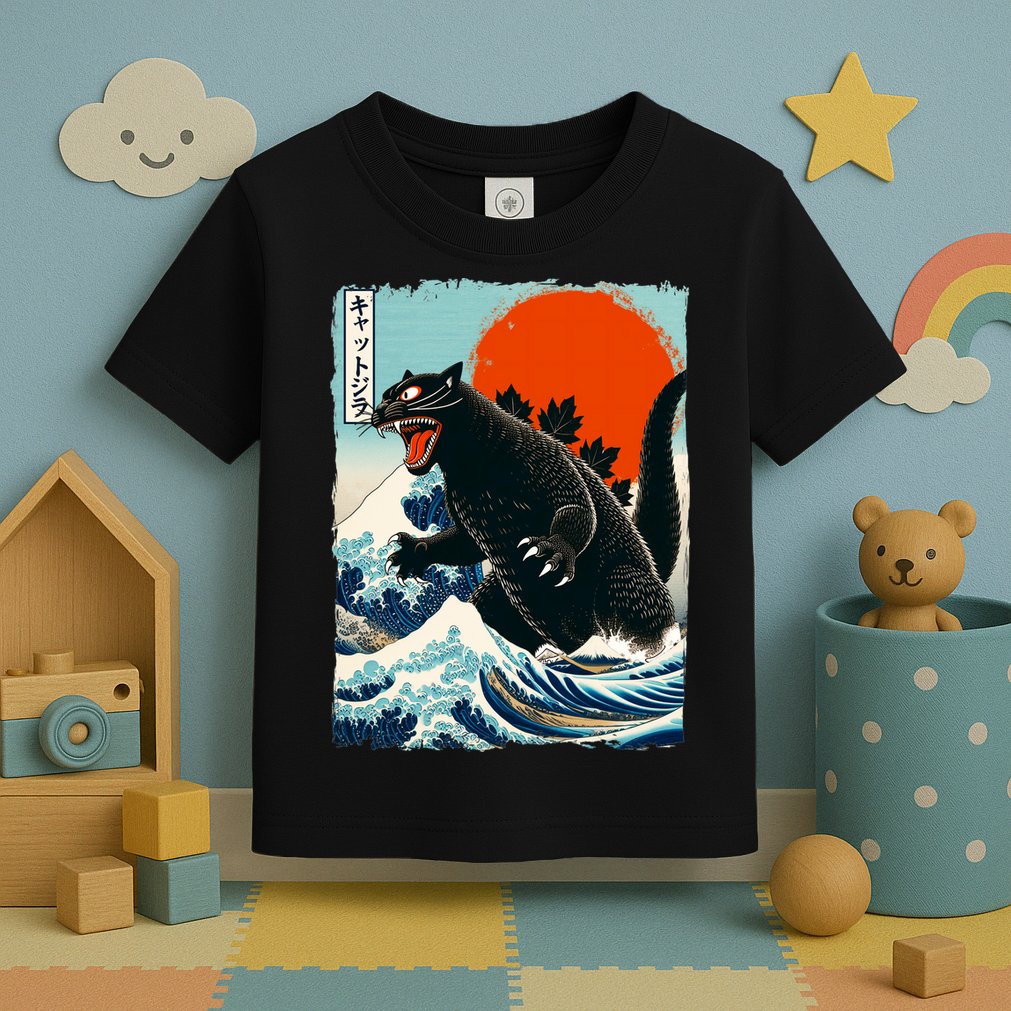 Catzilla Cat Japanese Art Cat Gift Toddler T-Shirt