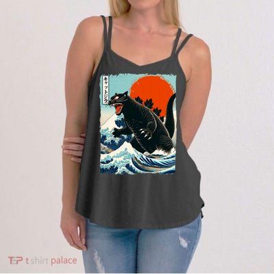 Catzilla Cat Japanese Art Cat Gift Women's Strappy Tank