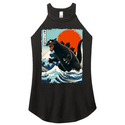 Catzilla Cat Japanese Art Cat Gift Women's Perfect Tri Rocker Tank