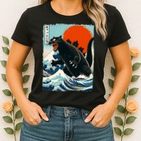 Catzilla Cat Japanese Art Cat Gift Womens T-Shirt