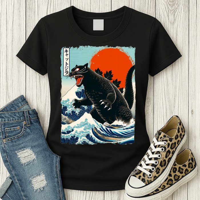 Catzilla Cat Japanese Art Cat Gift Womens T-Shirt