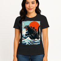Catzilla Cat Japanese Art Cat Gift Womens T-Shirt