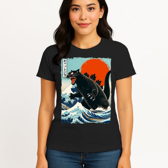 Catzilla Cat Japanese Art Cat Gift Womens T-Shirt