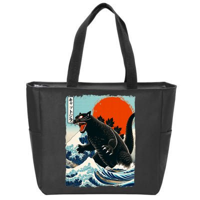 Catzilla Cat Japanese Art Cat Gift Zip Tote Bag