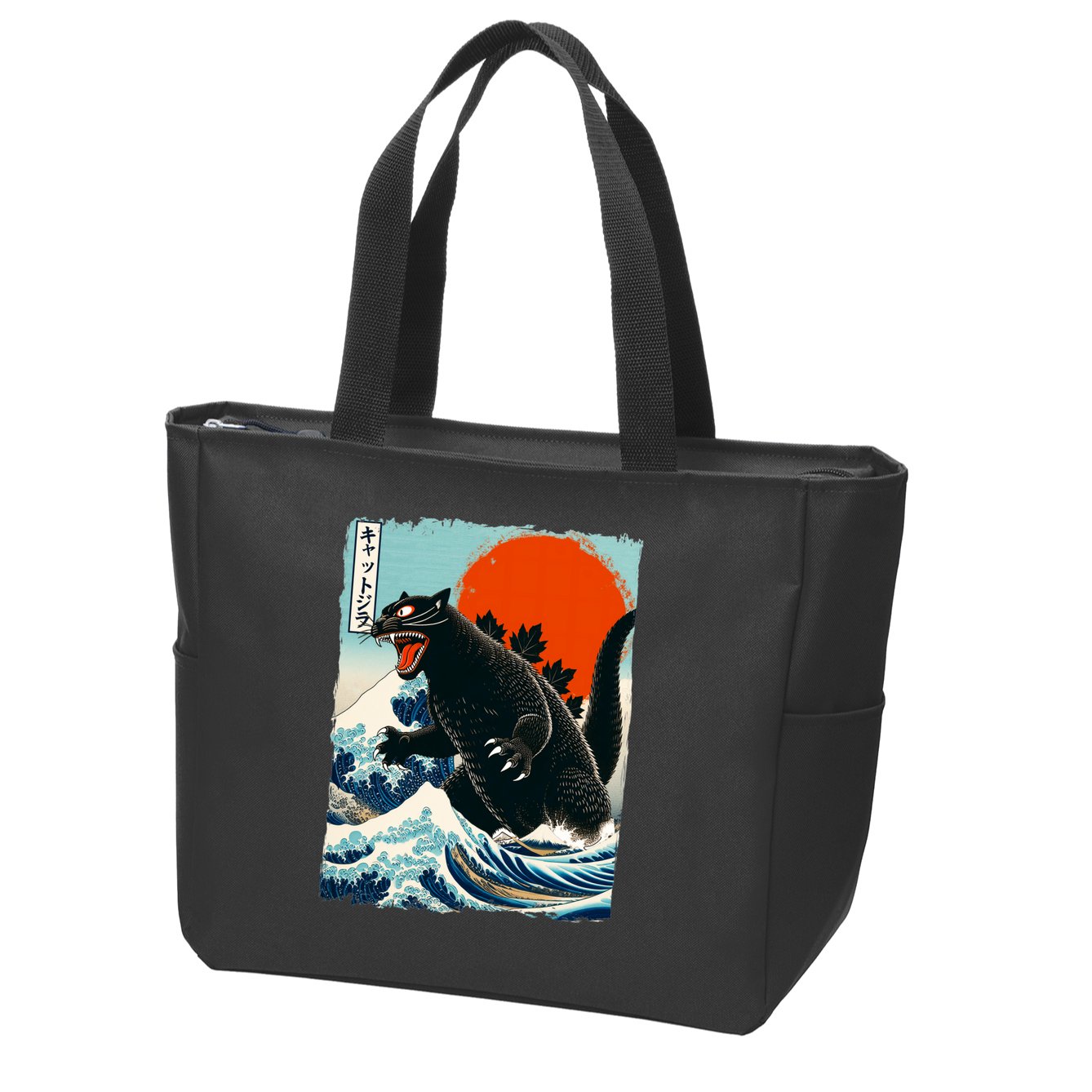 Catzilla Cat Japanese Art Cat Gift Zip Tote Bag