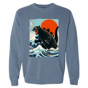 Catzilla Cat Japanese Art Cat Gift Garment-Dyed Sweatshirt