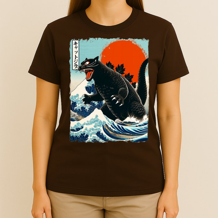 Catzilla Cat Japanese Art Cat Gift T-Shirt
