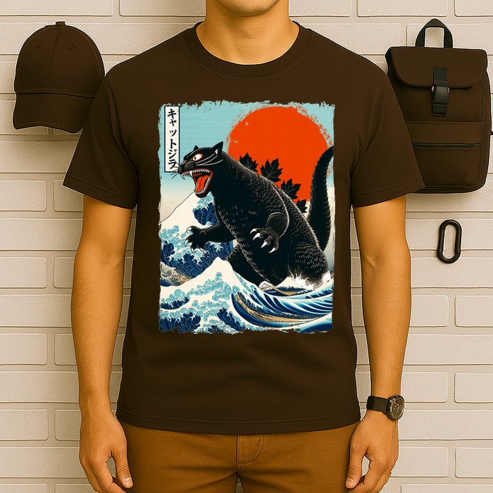 Catzilla Cat Japanese Art Cat Gift T-Shirt