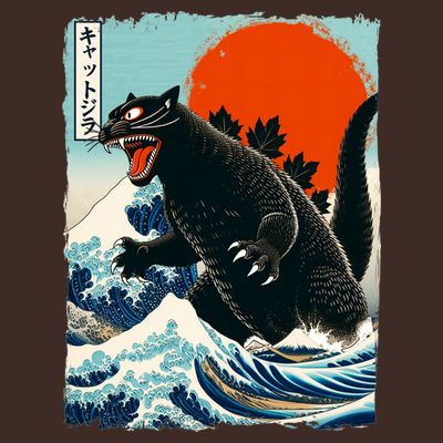 Catzilla Cat Japanese Art Cat Gift T-Shirt
