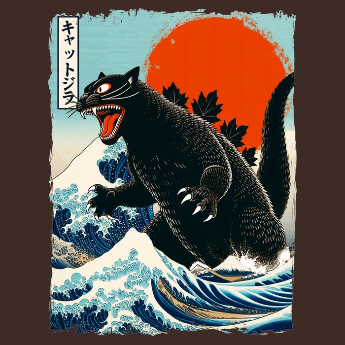 Catzilla Cat Japanese Art Cat Gift T-Shirt