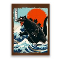 Catzilla Cat Japanese Art Cat Gift Poster