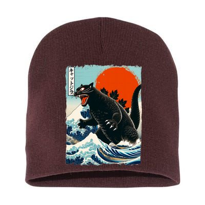 Catzilla Cat Japanese Art Cat Gift Short Acrylic Beanie