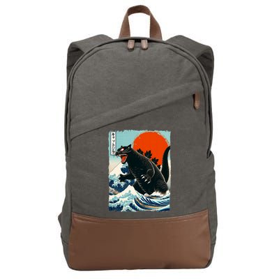 Catzilla Cat Japanese Art Cat Gift Cotton Canvas Backpack