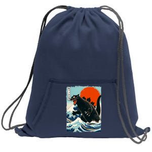 Catzilla Cat Japanese Art Cat Gift Sweatshirt Cinch Pack Bag