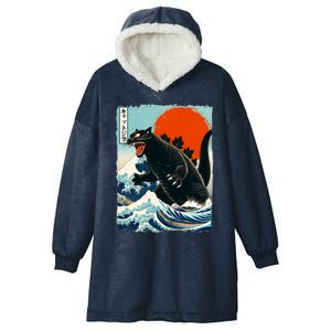 Catzilla Cat Japanese Art Cat Gift Hooded Wearable Blanket