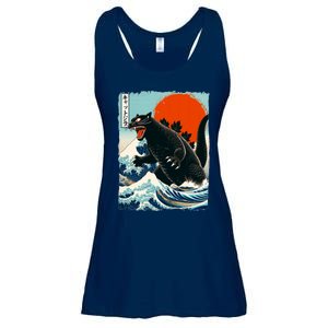 Catzilla Cat Japanese Art Cat Gift Ladies Essential Flowy Tank