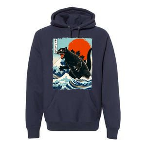 Catzilla Cat Japanese Art Cat Gift Premium Hoodie