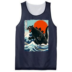 Catzilla Cat Japanese Art Cat Gift Mesh Reversible Basketball Jersey Tank