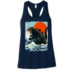 Catzilla Cat Japanese Art Cat Gift Women's Racerback Tank