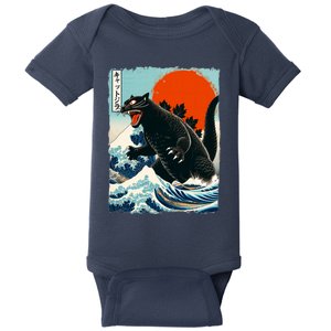 Catzilla Cat Japanese Art Cat Gift Baby Bodysuit