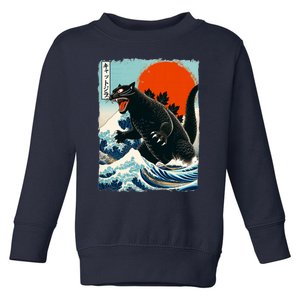 Catzilla Cat Japanese Art Cat Gift Toddler Sweatshirt