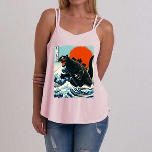 Catzilla Cat Japanese Art Cat Gift Women's Strappy Tank