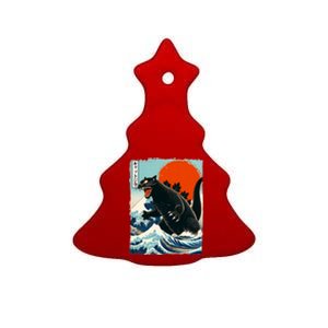 Catzilla Cat Japanese Art Cat Gift Ceramic Tree Ornament