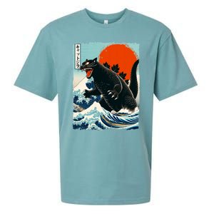 Catzilla Cat Japanese Art Cat Gift Sueded Cloud Jersey T-Shirt